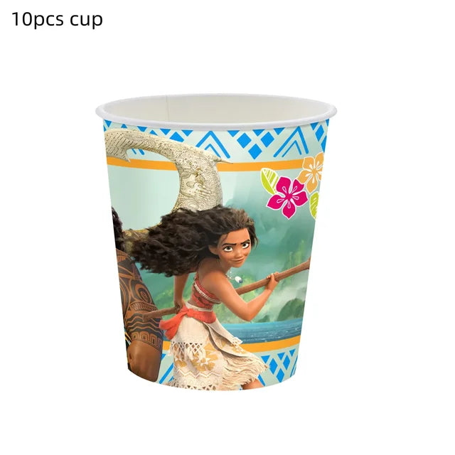 Talheres descartáveis de Tema Moana para Crianças, Copo e Prato, Suprimentos de Decoração para Meninas, Festa de Casamento, Aniversário, Novo