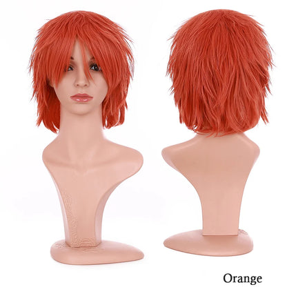 BENIHAIR Synthetic Wig Cosplay Wig White Red Green Blue Pink Yellow Hair Short Layer Wig Fake Hair Extension Men Women Party Wig