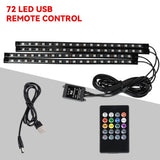 Neon 36 48 72 LED Car Interior Ambient Foot Light with USB Wireless Remote Music APP Control Auto RGB Atmosphere Decorative Lamp