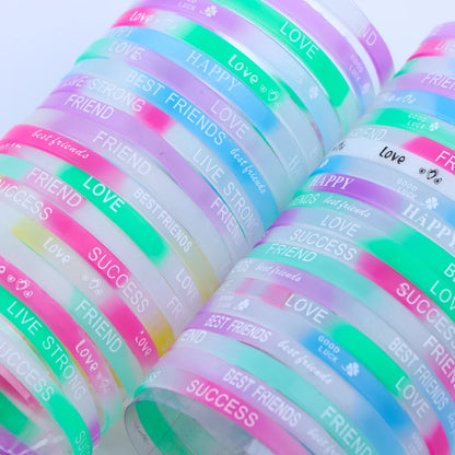 Lote de 20/30/50/100 pulseras de silicona luminosas multicolores para hombre y mujer, estilo mixto, regalo de joyería