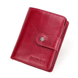 ONTACT'S Genuine Leather Short Wallets for Men RFID Vintage Coin Purse Card Holder Male Money Clip Women‘s Wallet Bag HandbagC