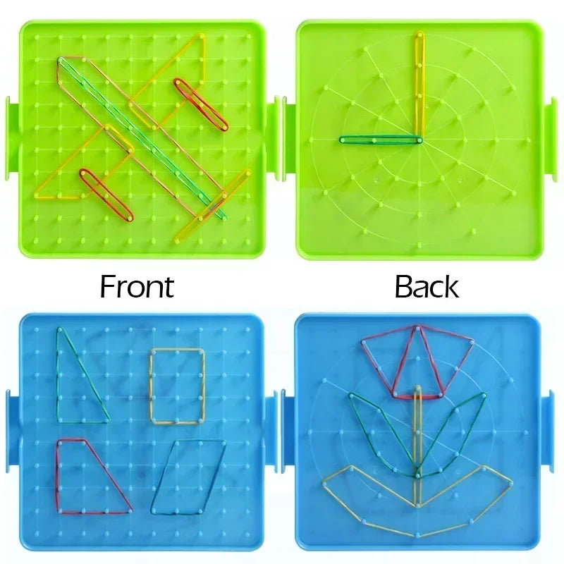 Montessori Baby Creative Toy Graphics Rubber Tie Nail Boards Childhood Geometry Education Preschool Kids Puzzle Game Toy 14cm