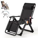 Outdoor Garden Sunloungers Folding Chair with Cup Holder and Headrest Pillow Lounge Chair Folding Patio Recliner Support 150kg