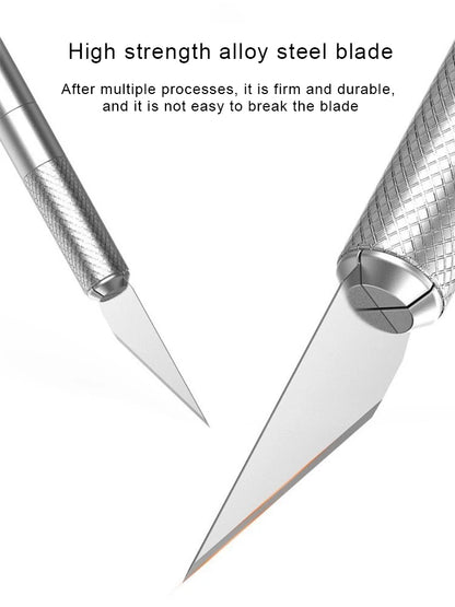 Non-Slip Metal Scalpel Knife Tools Kit Paper Cutter Engraving Craft Knives +5pcs Blades Mobile Phone PCB DIY Repair Hand Tools