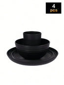 4/16/24pcs Reusable plastic tableware set, including plates, bowls and cups. Suitable for family picnics and school supplies
