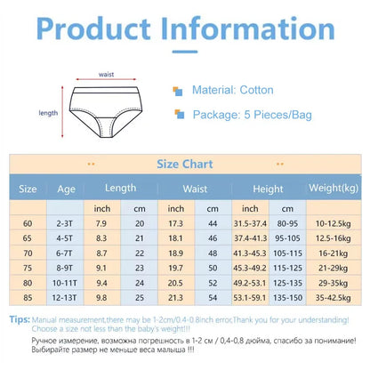 5-Piece Boy's Cotton Briefs Fashion Cool Spider-Man Print Pattern Children's Triangle Underwear Washable Breathable Boys Panties