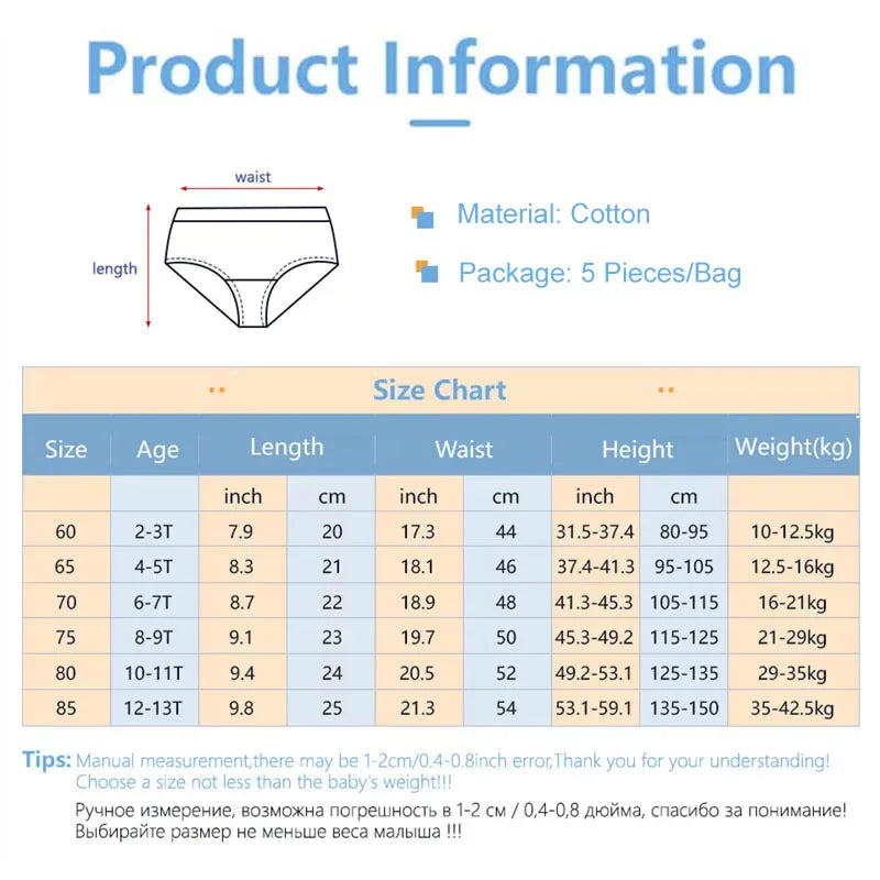 5-Piece Boy's Cotton Briefs Fashion Cool Spider-Man Print Pattern Children's Triangle Underwear Washable Breathable Boys Panties