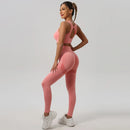 Mileegirl 2 peças conjuntos esportivos femininos, calças de ioga push up, sutiã fitness para academia com costas vazadas, leggings de treino para corrida, conjuntos sem costura