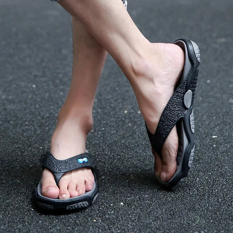 Men's Summer 2025 Trendy Flip-Flops Beachwear Slippers Anti-slip Deodorant Casual Shoes Plastic Slip-On Sandals for Adults