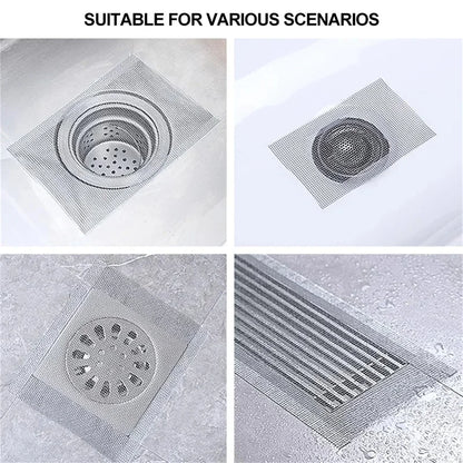 Recogedor de pelos autoadhesivo para desagüe de ducha, cortable, malla desechable, para fregadero de cocina y baño