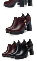 Comfortable Deep Mouth Soft Leather Anti-slip  Shoes Platform Spring 2024 Women's Block Black High Heels Office Mother Shoes