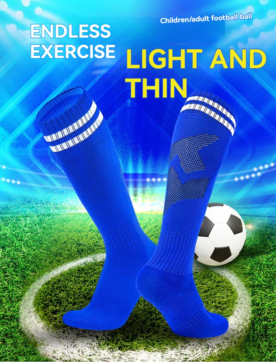 Loogdeel 1 Pair Soccer Socks Stripe Knee High Softball Baseball Team Sports Socks Breathable Football Socks for Kids Adults