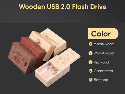 Wooden USB Flash Drive 10PCS/LOT Pen Drive 4GB 8GB 16G 128G Wedding Gift Memory Stick Box U Disk Free Custom LOGO Pen drive 64gb