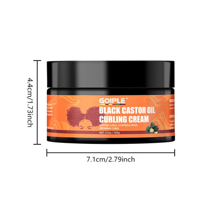 Acondicionador en crema para rizos con aceite de ricino negro GOIPLE Hidratante Suaviza Definir rizos Controla el frizz Peinado Potenciador de rizos