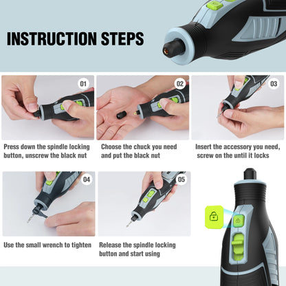 WORKPRO 12V Cordless Rotary Tool With Charger 5-speed 2.0Ah Mini Electric Grinder Machine Polishing Tools  & 114 Accessories