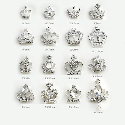 10pcs New Crown Alloy Zircon Nail Art Charms Silver Shinny Crystals Jewelry Hot Sale Nails Decoration 3D Manicure Accessories %2