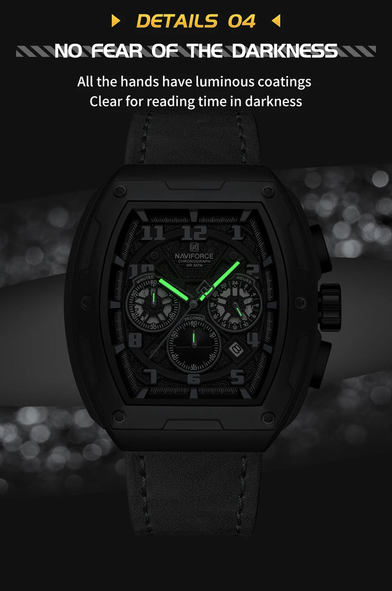 NAVIFORCE Luxury Brand Men Sports Watch Quartz 24 Hours Chronograph Waterproof Male Wristwatches Date Display Clock Reloj Hombre