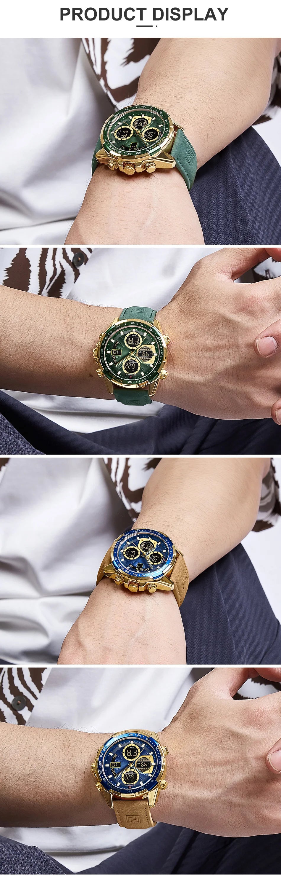 New NAVIFORCE Watches for Men Leather Men's Military Sport Waterproof Watch Quartz Wristwatch Chronograph Male Clock