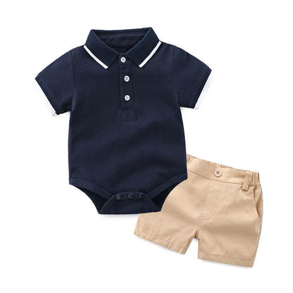 Conjunto de ropa de verano para bebé niño con gorro, polos de verano, camisa de manga corta, pantalones cortos, conjunto de ropa para niño