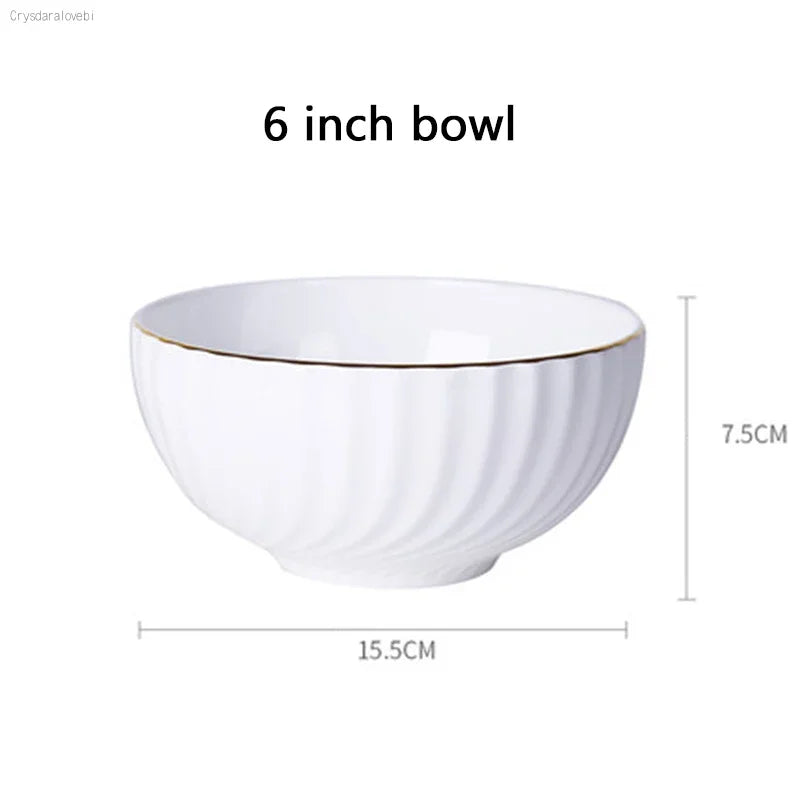 1pc Dish And Plates Bone china Dinner Set China Health Tableware White Ceramic Fruit tray  Soup plate Bowl Dish Gift Porcelain
