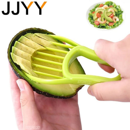 JJYY 3 en 1 Cortador de aguacate, descorazonador de manteca de karité, pelador de frutas, separador de pulpa, cuchillo de plástico, utensilios de cocina para verduras