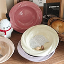 French Tableware Ins Style Ceramic Dishes Family High-value Bowl 8-inch Plate Dish Soup Bowl Cream Style