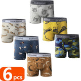 1/3/6 Pcs Boys Boxer Briefs Sets 2025 New Kids Cotton Underwear Boy Underpants Teenager Dinosaur Print Soft Children Panties