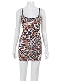 Fashion Sexy Summer Leopard Printed Women's Backless Streetwear Regular Casual Camisole Strapless Skinny Vestidos Robes
