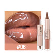 2IN1 Tapered Gradient Lipliner Pen Nude Brown Mirror Glass Lip Gloss Matte Lip Liner Waterproof Lip Contour Non Stick Makeup