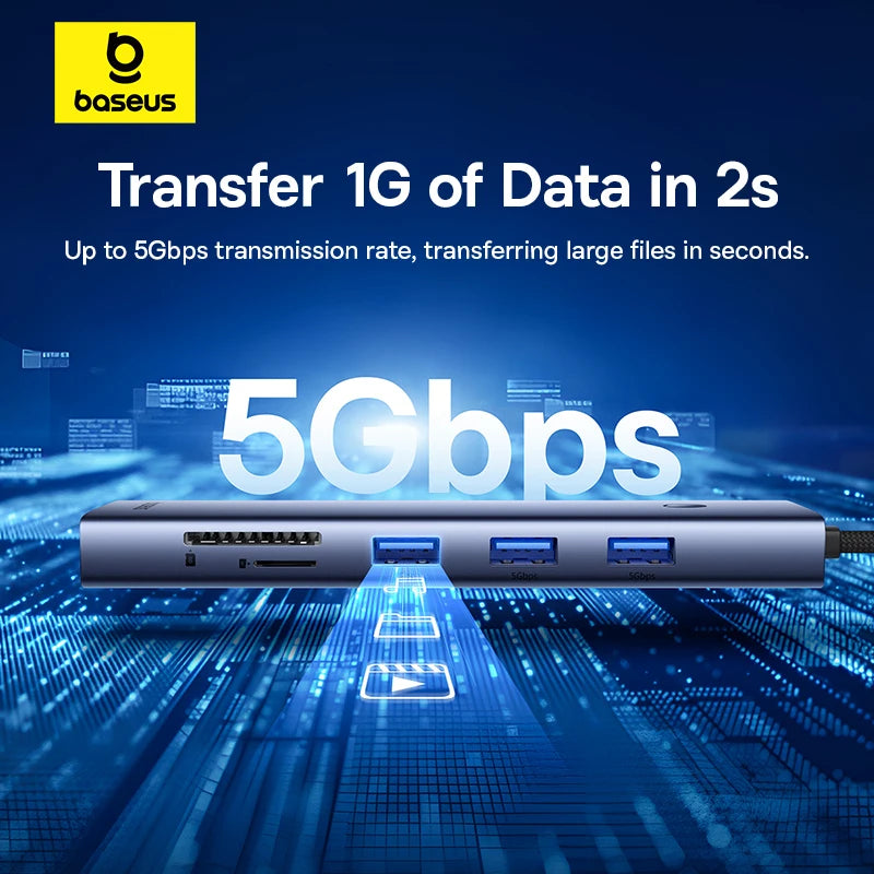Baseus USB Hub DP 4K Dual HDMI Adapter 11 in 1 Splitter RJ45 USB 3.0 PD 100W Docking Station for MacBook Pro Air M2 M1 USB C HUB