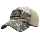Black Mesh - Backed Baseball Cap with American Flag Patch - Stylish and Patriotic Accessory