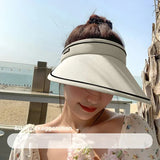 New Sun Hat Women's UV Protection Sun Hat Summer Empty Top Cap Large Brim Outdoor Cycling Face Shade Hat Woman