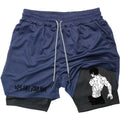 Men's Sports Shorts Anime Performance Shorts Printed Men GYM Casual Sport Compression Shorts Workout Running Mesh 2 in 1 Shorts