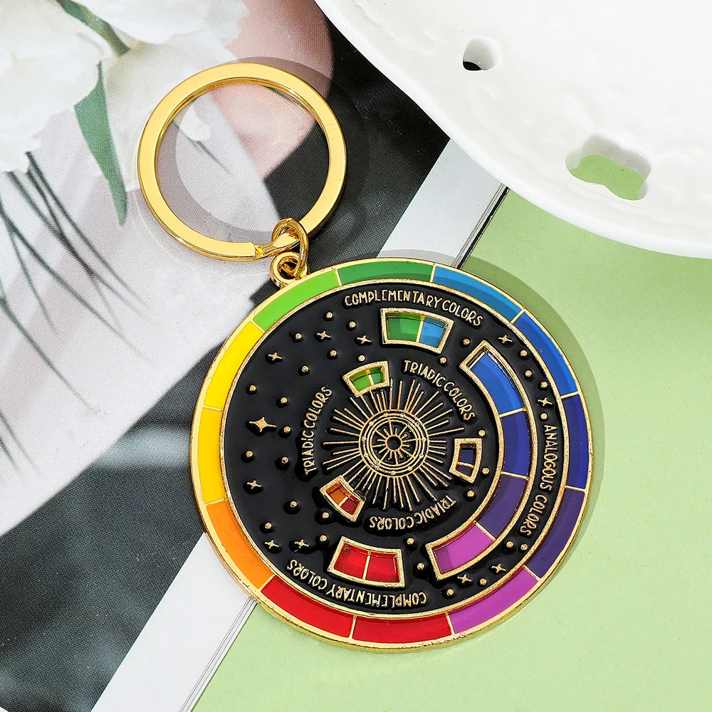Chaveiro de roda colorida para pintores, chaveiro interativo, chaveiros de arte, presentes