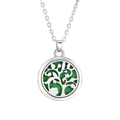 Tree of Life Aromatherapy Necklace Perfume Essential Oil Diffuser Alloy Stainless Steel  Locket Pendant Aroma Diffuser Necklace