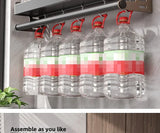 Gunmetal Space Aluminum Kitchen Storage Rack - No-Drill Wall Mounted Multi-Functional Organizer for Spice Jars and Knives