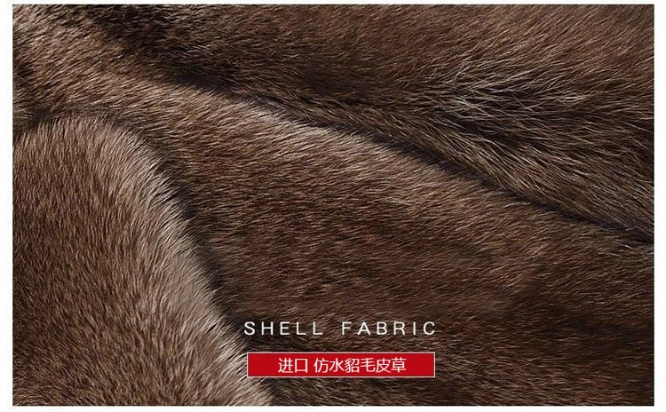 Abrigo largo de piel de visón cálido de invierno para hombre, chaqueta gruesa, cortavientos informal holgado