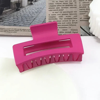 1Pc Ladies Retro Temperament Simple Fashion Frosted Geometric Rectangular Cutout Plastic Hair Accessories Updo Shark Hair Grab