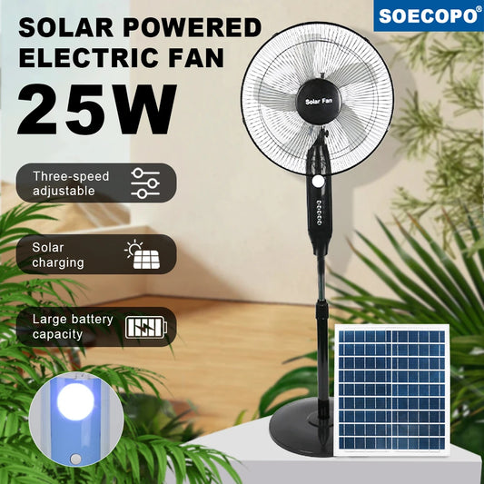 Solar Powered Floor Fan
10 - 12H Runtime
3 Speed Adjustable Portable Floor Fan for Home Blackout Emergency USB Port & Night Light