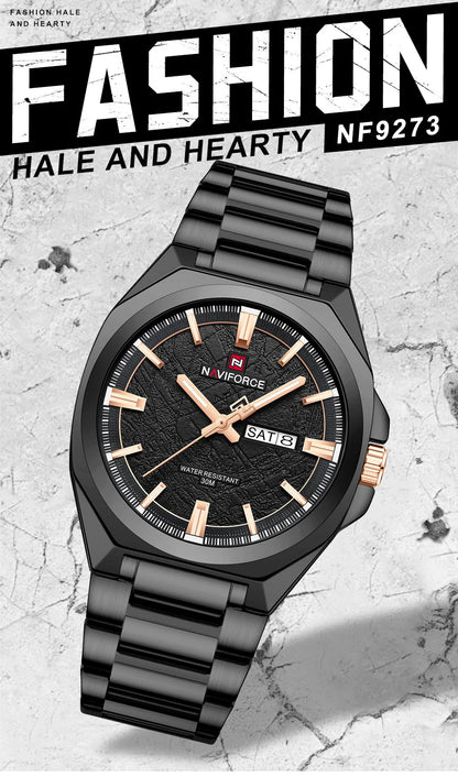 New Style NAVIFORCE Men's Wrist Watch 3ATM Waterproof Stainless Steel Band Luminous Pointer Display Luxury Boys Watches Gifts
