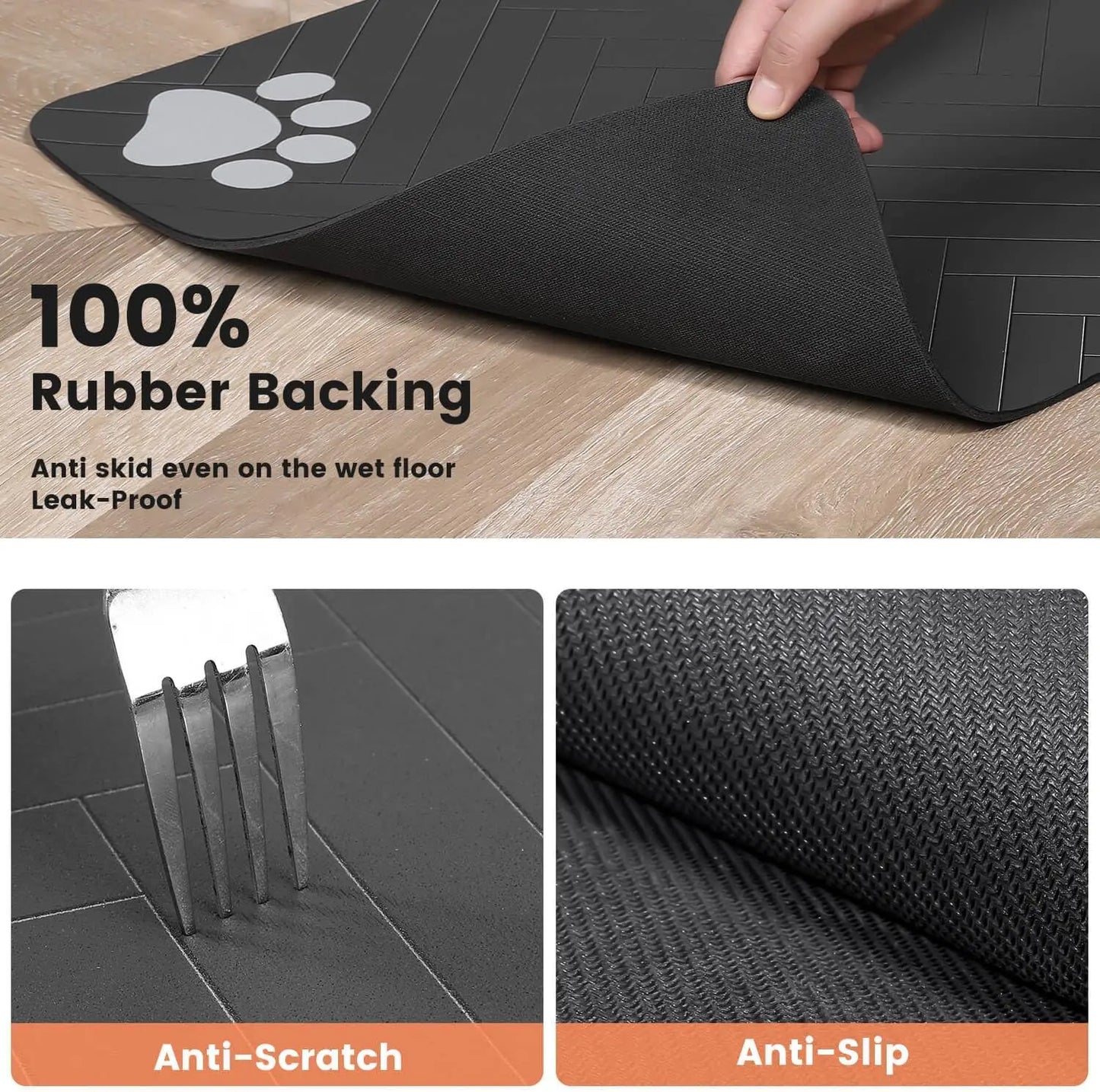 Tapete absorbente para comedero de mascotas, con respaldo de goma impermeable y secado rápido para perros y gatos.