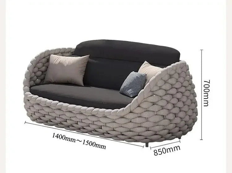 Outdoor Seat Outdoor Rattan Sofa Courtyard Combination Double Chair Leisure Terrace Villa Living Room Balcony Furniture Home