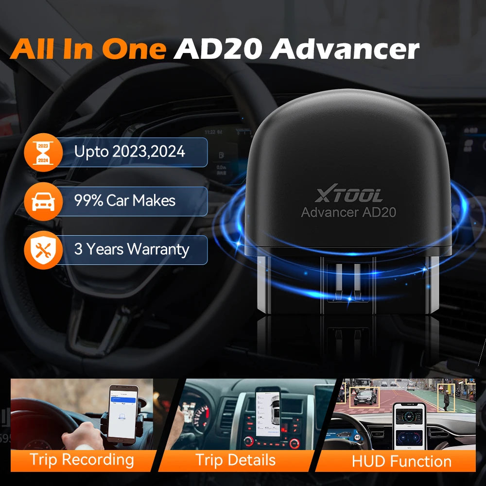 XTOOL Advancer AD20 Mini Bluetooth 5.0 OBD2 Escáner con funciones OBD2 completas Herramienta de diagnóstico de coche Lectura/borrado de códigos de falla Universal