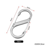 10Pcs S Type Mini Keychain Hook Stainless Steel Carabiner With Lock Anti-Theft Outdoor Camping Backpack Buckle Key-Lock Tool