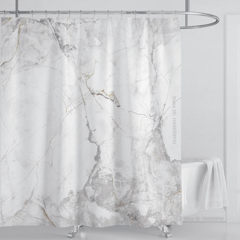 Cortina de ducha impermeable de mármol, cortina de ducha impermeable para decoración de baño, cortina de ducha impresa, lavable, con ganchos