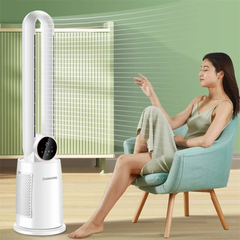 Household Bladeless Fan Wind Air Conditioner Cooling Fan Vertical Shaking Head Electric Fans Standing Fan with Remote Control
