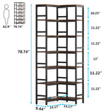 Tribesigns 7-Shelf Corner Bookshelf,Large Modern Corner Bookcase, 7-Tier Tall Corner Shelf Storage Display Rack with Metal Frame