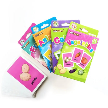 36pcs Children Cognition Cards Animal Color Fruits Double Side Flashcards Montessori Baby Kids Early Educational Toys Gifts