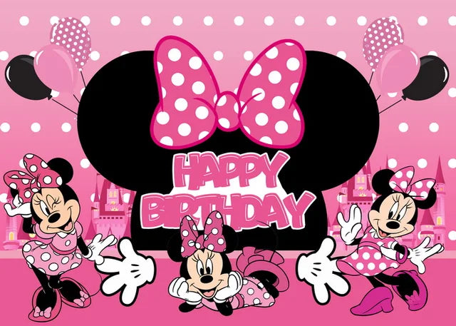 Disney Cartoon Theme Photography Background, Mickey, Minnie Mouse, Baby Shower, Happy Birthday, Gender Reveal, Banner for Children, 1Set 