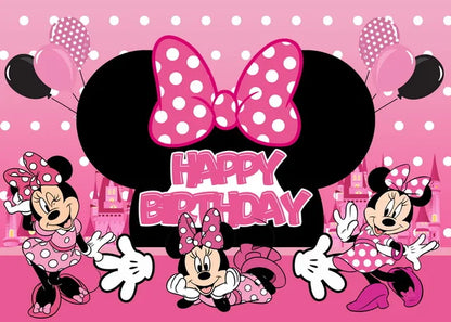 Disney Cartoon Theme Photography Background, Mickey, Minnie Mouse, Baby Shower, Feliz Aniversário, Revelador de Gênero, Banner for Children, 1Set
